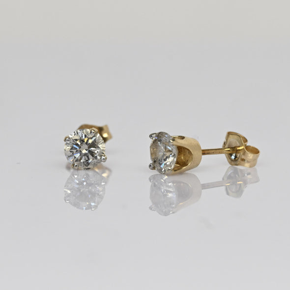 1 carat tw Natural Diamond Round Brilliant 14k Gold Stud Earrings