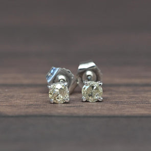 0.32cttw Natural Diamond Round Brilliant 14k White Gold Stud Earrings
