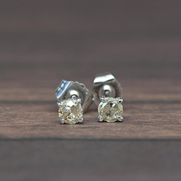 0.32cttw Natural Diamond Round Brilliant 14k White Gold Stud Earrings