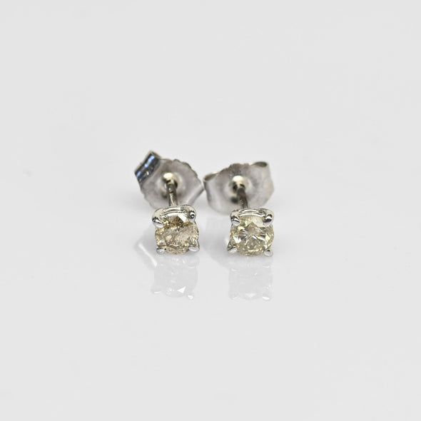 0.32cttw Natural Diamond Round Brilliant 14k White Gold Stud Earrings