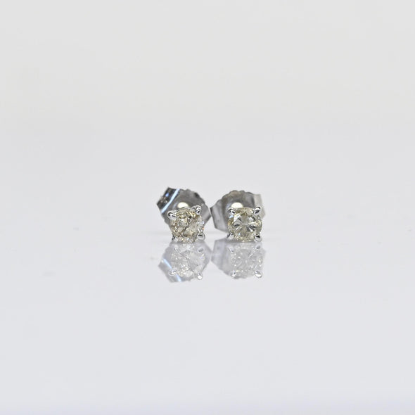 0.32cttw Natural Diamond Round Brilliant 14k White Gold Stud Earrings