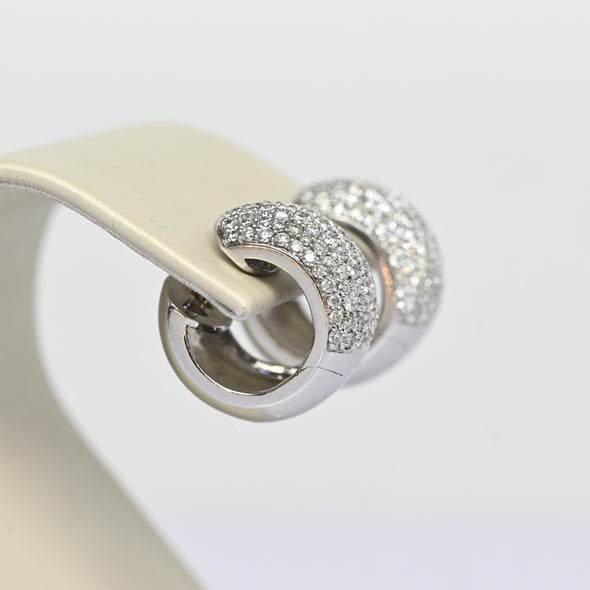 2.18cttw Diamond Pave 18k White Gold Huggie Hoop Earrings