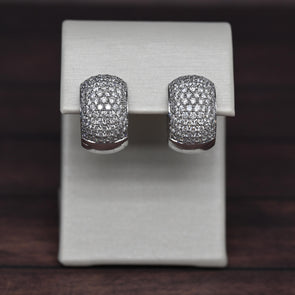 2.18cttw Diamond Pave 18k White Gold Huggie Hoop Earrings