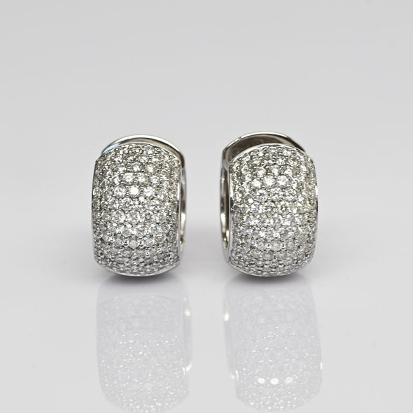 2.18cttw Diamond Pave 18k White Gold Huggie Hoop Earrings