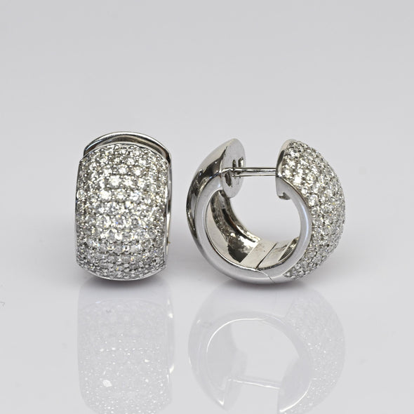 2.18cttw Diamond Pave 18k White Gold Huggie Hoop Earrings