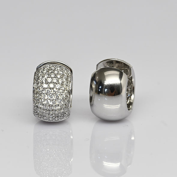 2.18cttw Diamond Pave 18k White Gold Huggie Hoop Earrings