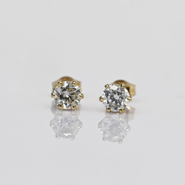 0.60cttw Natural Diamond Round Brilliant 14k Yellow Gold Stud Earrings
