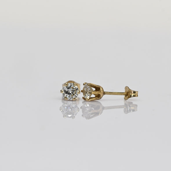 0.60cttw Natural Diamond Round Brilliant 14k Yellow Gold Stud Earrings