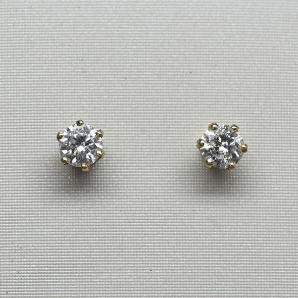 0.60cttw Natural Diamond Round Brilliant 14k Yellow Gold Stud Earrings