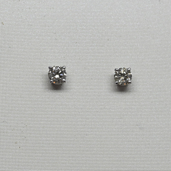 0.36cttw Natural Diamond Round Brilliant 14k White Gold Stud Earrings