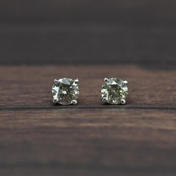 0.36cttw Natural Diamond Round Brilliant 14k White Gold Stud Earrings