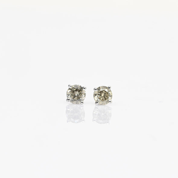 0.36cttw Natural Diamond Round Brilliant 14k White Gold Stud Earrings