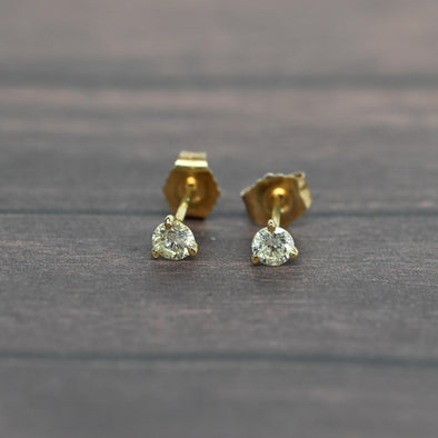 0.27cttw Natural Diamond Round Brilliant 14k Yellow Gold Martini Stud Earrings