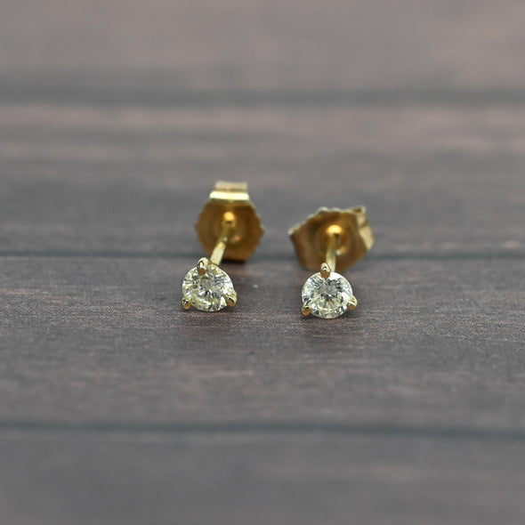 0.27cttw Natural Diamond Round Brilliant 14k Yellow Gold Martini Stud Earrings