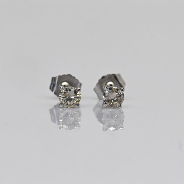 0.32cttw Natural Diamond Round Brilliant 14k White Gold Stud Earrings