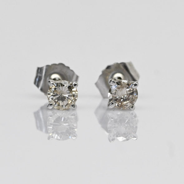 0.32cttw Natural Diamond Round Brilliant 14k White Gold Stud Earrings