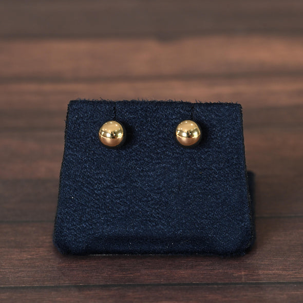7mm 14K Yellow Gold Ball Stud Earrings