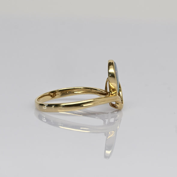Asymmetrical Opal Bezel Set 14K Yellow Gold Ring