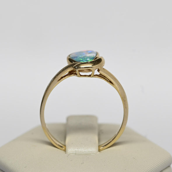 Asymmetrical Opal Bezel Set 14K Yellow Gold Ring