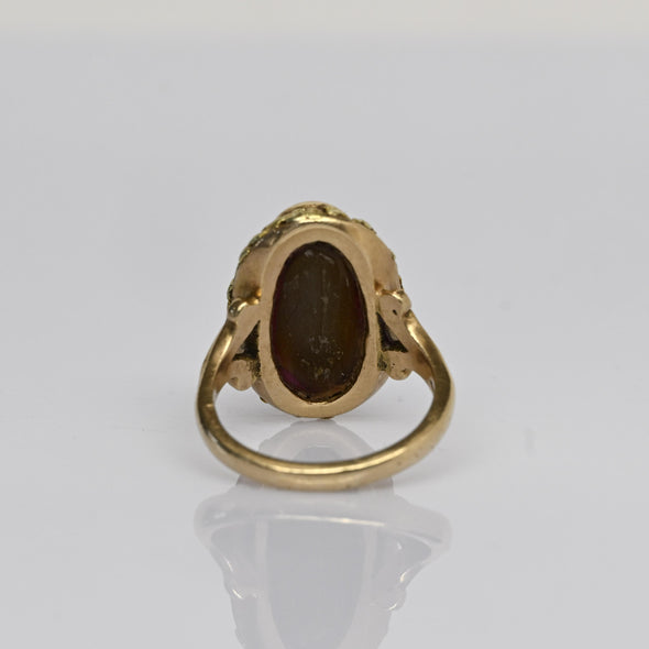 Vintage Bloodstone Oval Natural Nugget Gold Ring