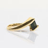 Green Tourmaline Emerald Cut 14k Yellow Gold Bypass Ring
