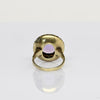 Art Deco Amethyst Pearl Halo Enamel Yellow Gold Ring