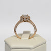 1cttw Diamond Rose Gold Knife Edge Halo Engagement Ring