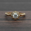 1cttw Diamond Rose Gold Knife Edge Halo Engagement Ring