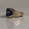 Antique Art Deco Synthetic spinel ring w scrollwork