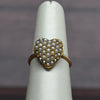 Victorian Heart Pearl Pave Yellow Gold Ring