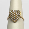 Victorian Heart Pearl Pave Yellow Gold Ring