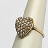 Victorian Heart Pearl Pave Yellow Gold Ring