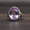 Art Deco 7ct Amethyst Oval 14k White Gold Filigree Ring