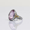 Art Deco 7ct Amethyst Oval 14k White Gold Filigree Ring