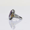 Art Deco 7ct Amethyst Oval 14k White Gold Filigree Ring