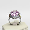 Art Deco 7ct Amethyst Oval 14k White Gold Filigree Ring