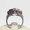Art Deco 7ct Amethyst Oval 14k White Gold Filigree Ring