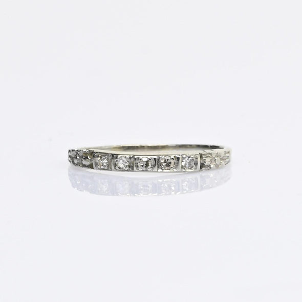 Art Deco Diamond 5 Stone Band 18k White Gold Ring