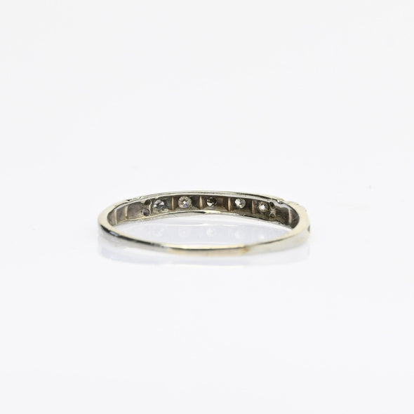 Art Deco Diamond 5 Stone Band 18k White Gold Ring