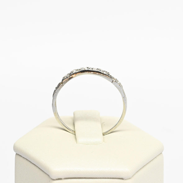 Art Deco Diamond 5 Stone Band 18k White Gold Ring