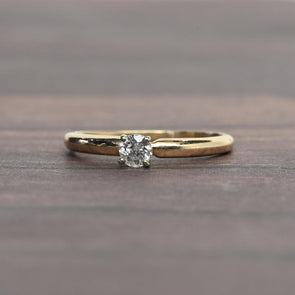 0.18ct Round Diamond Solitaire 14k Yellow Gold Ring