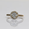 Diamond Cluster Illusion Head Halo Cathedral Shoulder 14k Yellow Gold Ring