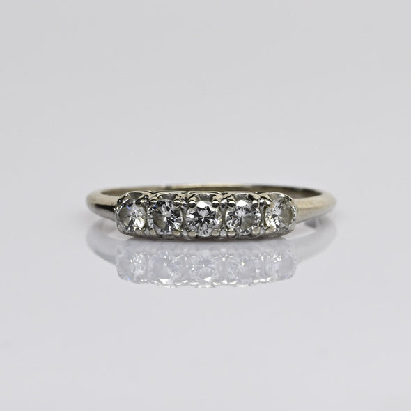 Vintage 1/2ctw Diamond Band 14k White Gold Ring