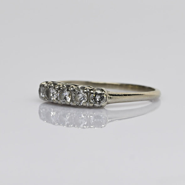 Vintage 1/2ctw Diamond Band 14k White Gold Ring