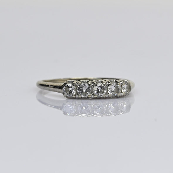 Vintage 1/2ctw Diamond Band 14k White Gold Ring