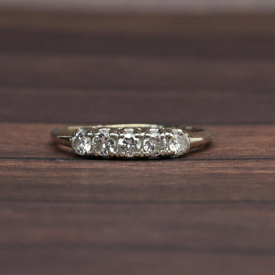 Vintage 1/2ctw Diamond Band 14k White Gold Ring