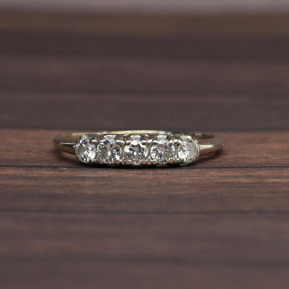 Vintage 1/2ctw Diamond Band 14k White Gold Ring
