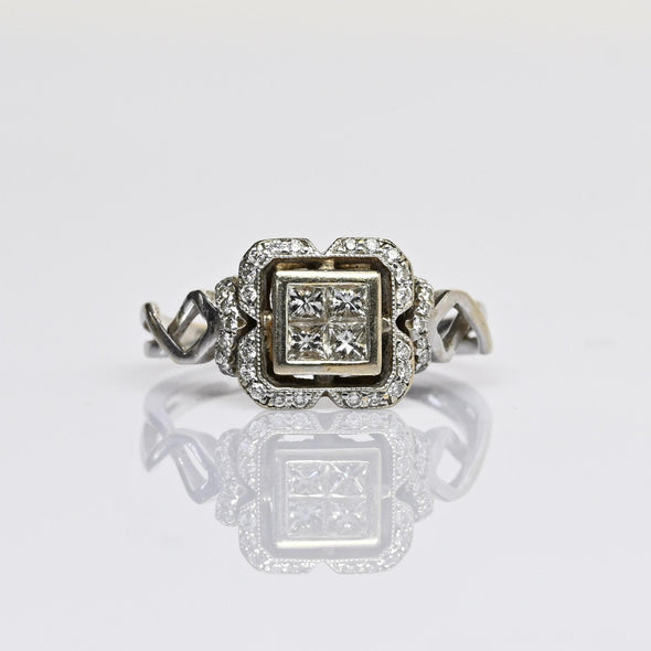 Princess Cut Diamond Invisible Set 18k White Gold Vannah K Ring