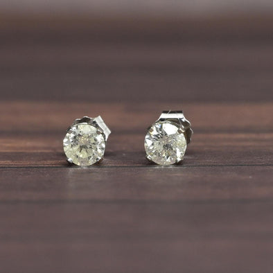 2/3cttw Natural Diamond Round Brilliant 14k White Gold Stud Earrings