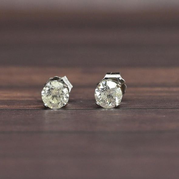 2/3cttw Natural Diamond Round Brilliant 14k White Gold Stud Earrings